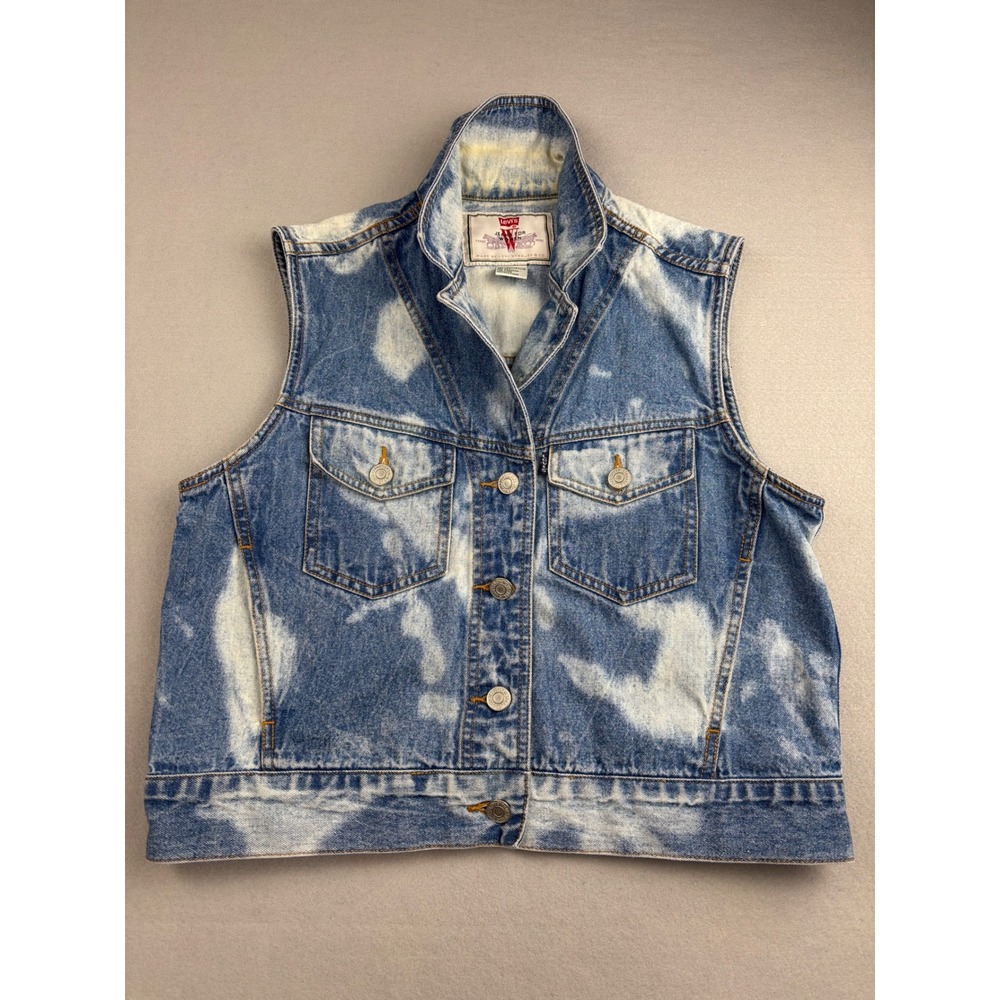 Vintage Levi's Jeans for Women Acid Wash Denim Vest Peace Sign Sz M
